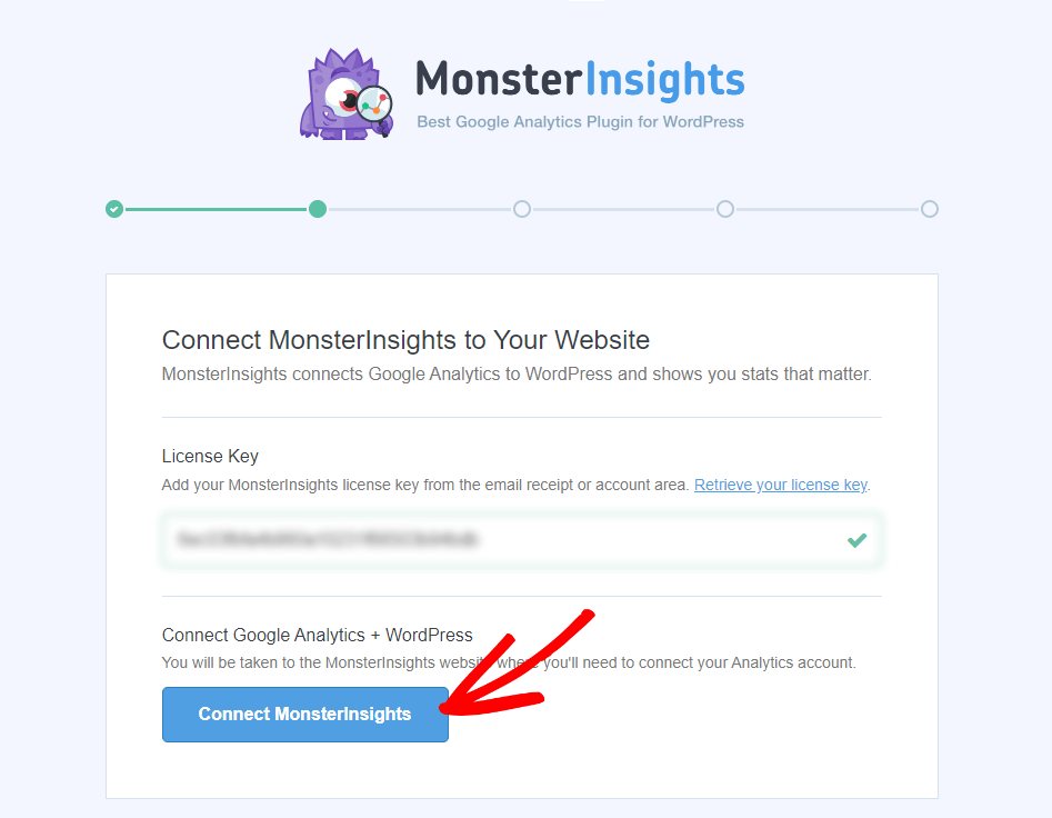 Connect MonsterInsights button