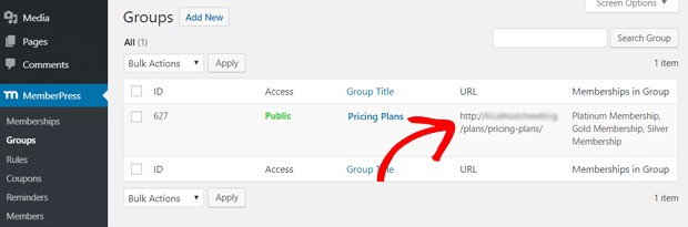 Copy the group URL to redirect non-members to Pricing Page