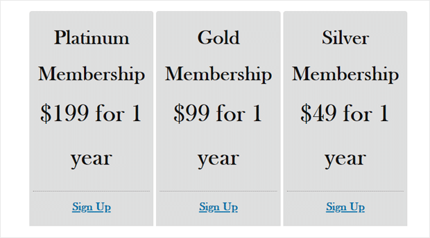 MemberPress Pricing Page Demo in Twenty Nineteen theme