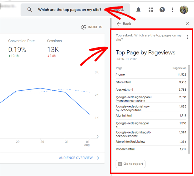 Posez des questions à Analytics Intelligence et affichez la réponse