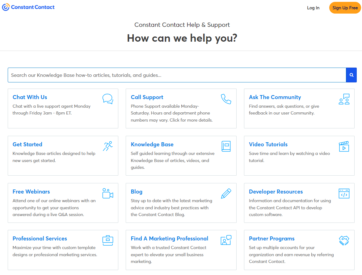 Constant Contact support - best Mailchimp alternatives