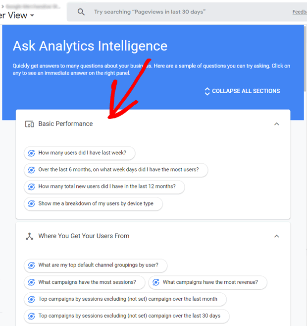 Questions sur Google Analytics Intelligence