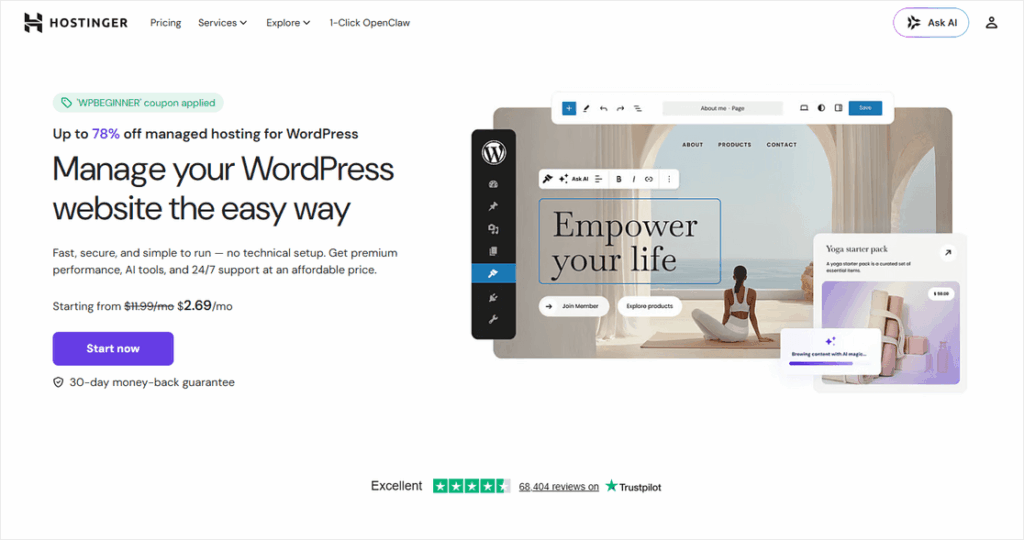 Hostinger - MonsterInsights Hostinger