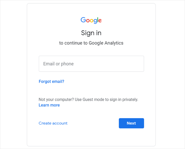 Sign In to Your Google Account for Analytics