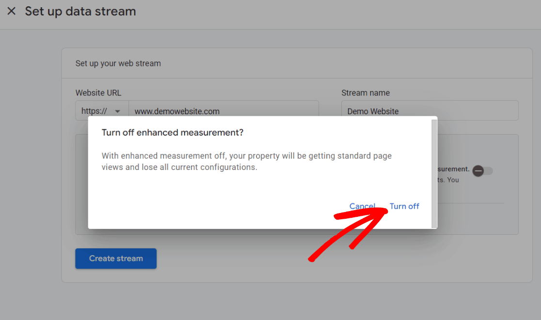 Turn off enhanced measurement in GA4