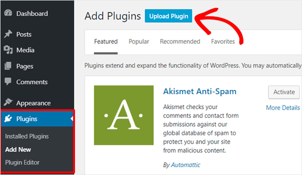 Upload Plugin Button in WordPress