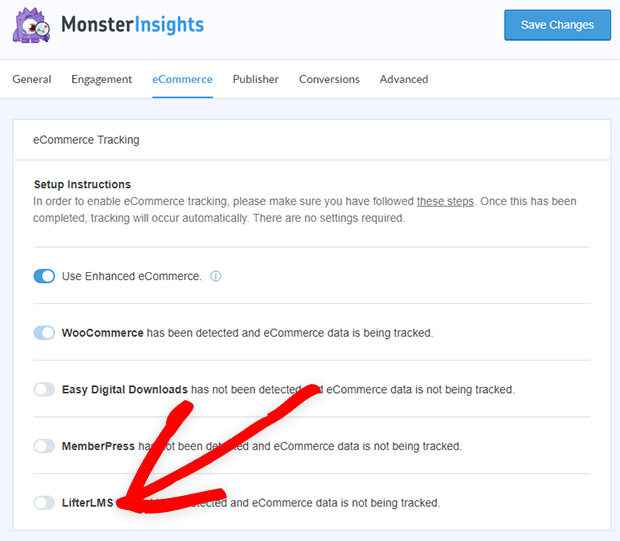 LifterLMS ecommerce analytics tracking