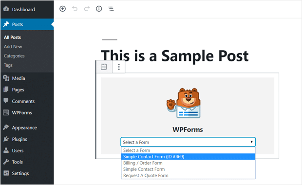 Adding WPForms to Your WordPress Posts