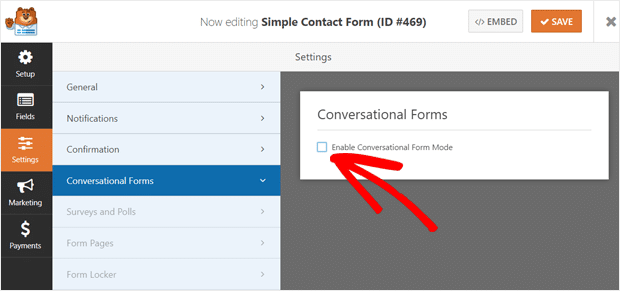 Enable Conversational Forms in WPForms