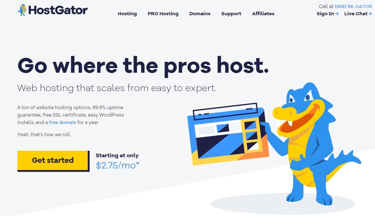 hostgator best website builder for affordability homepage