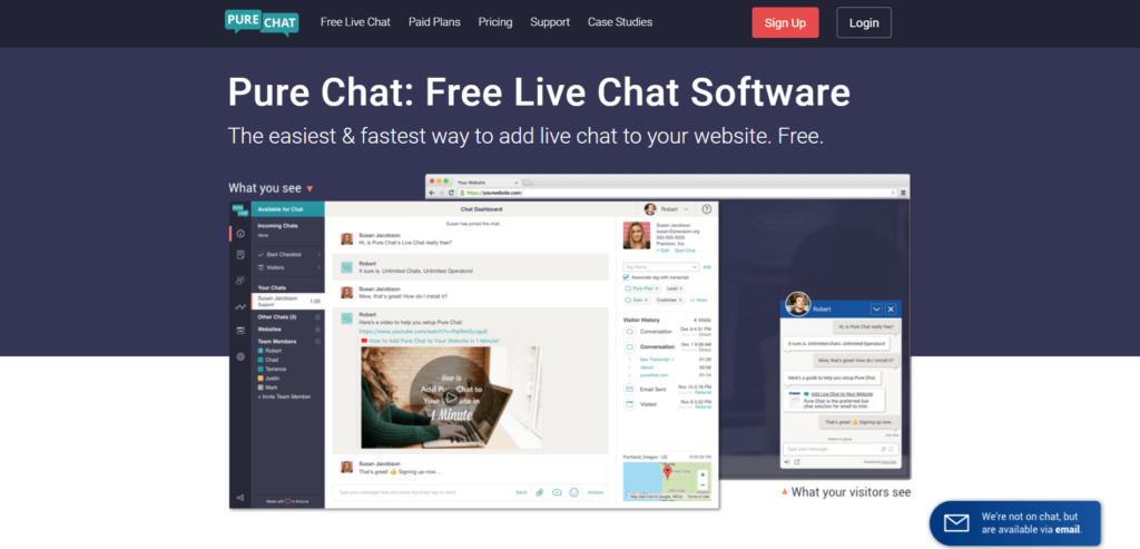 Pure Chat is the best free live chat website plugin