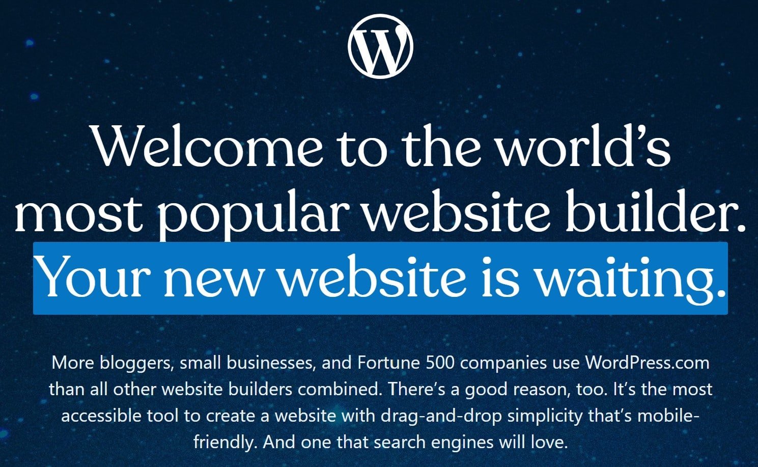 wordpress dot com best website builder with hosting homepage