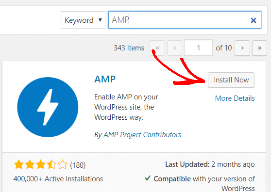 Install AMP WordPress plugin