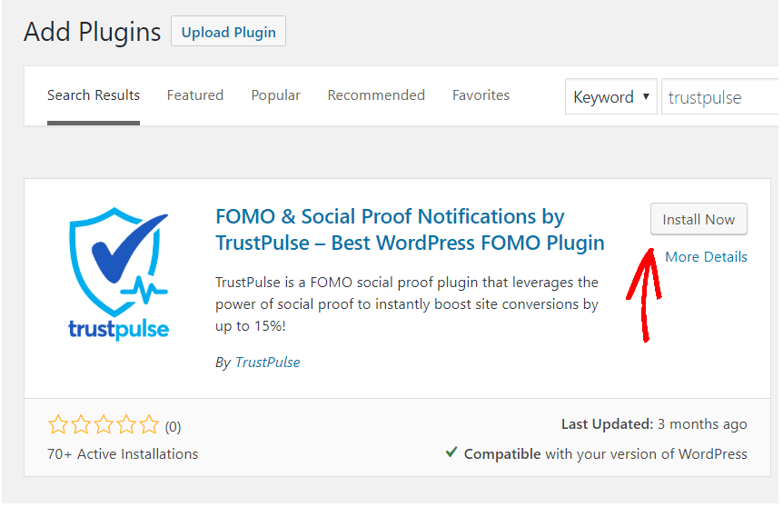 Étape 1 search-trustpulse-wordpress-plugin