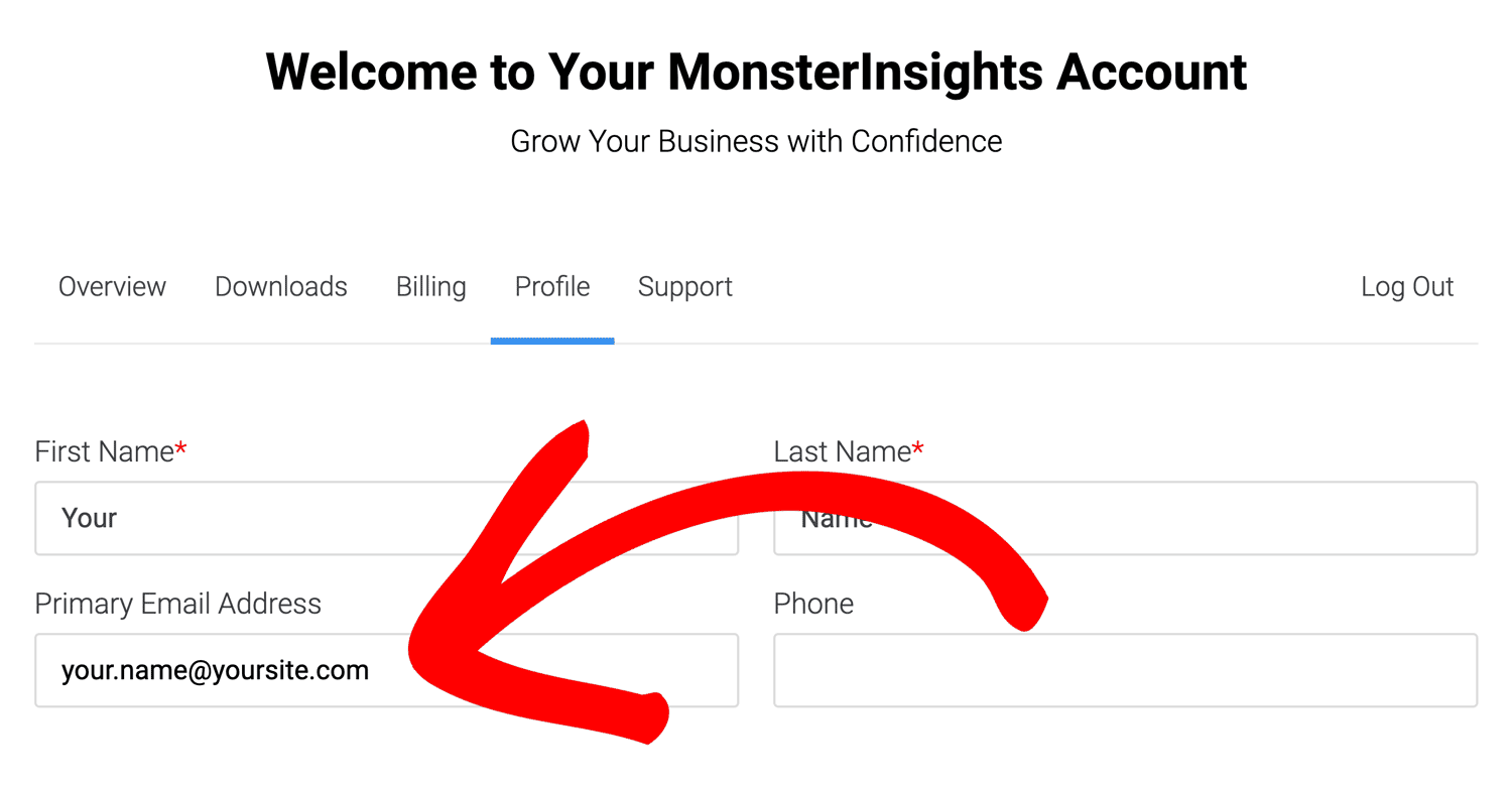 Change email MonsterInsights Account