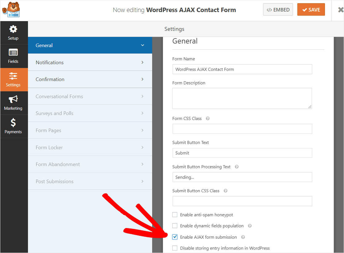 Enable AJAX form Submission for Your WordPress Form