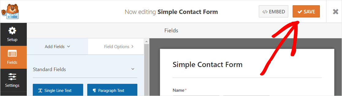 Save Your Contact Form