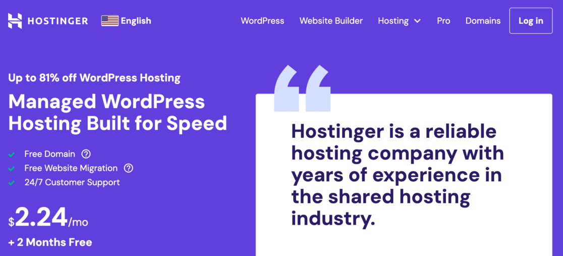 Hostinger Managed Hosting Home