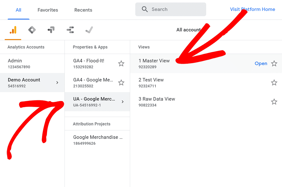 Select a Google Analytics Account