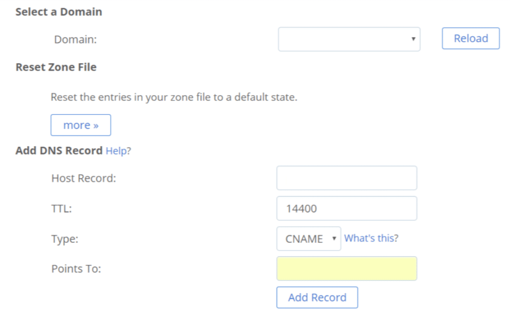 bluehost cname record