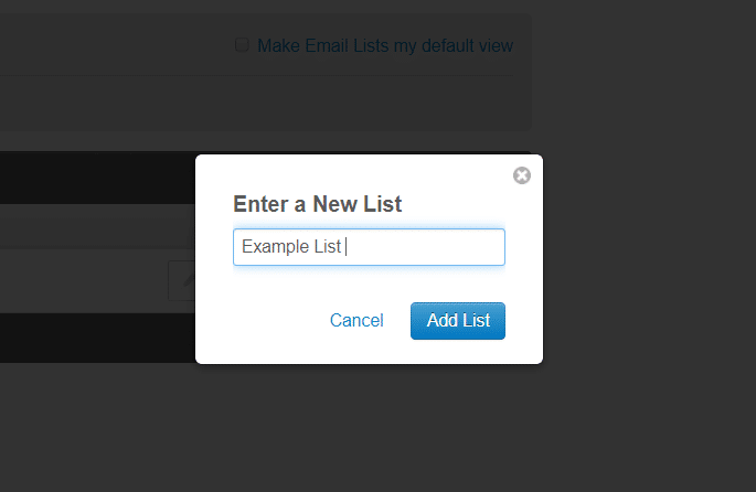 enter the name of your new list