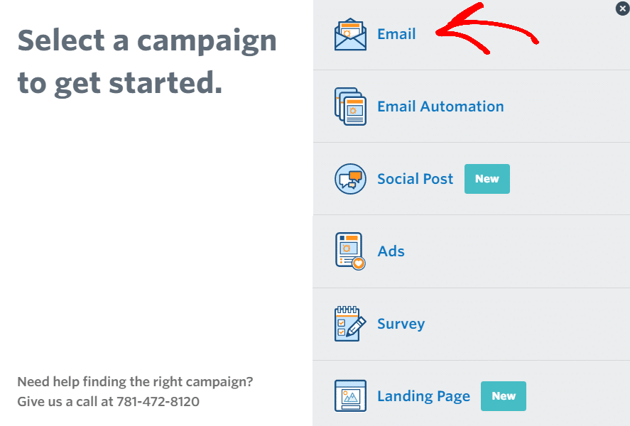 select a campaign to create an email newsletter