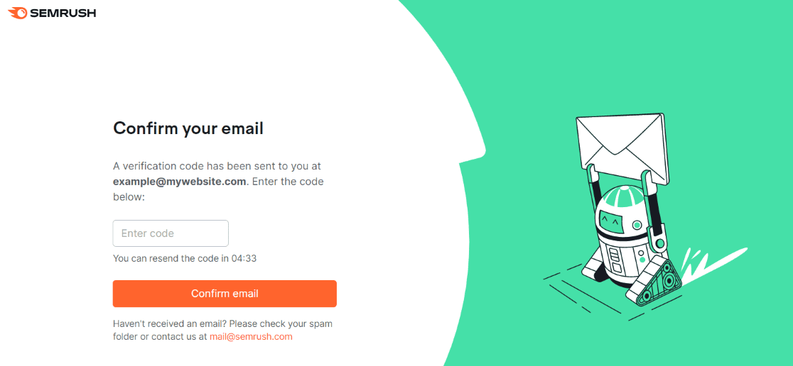 Confirm email Semrush
