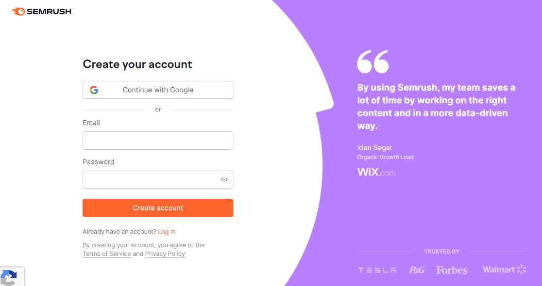 You can create your account