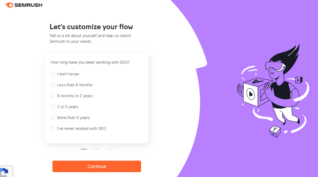 Semrush customize flow