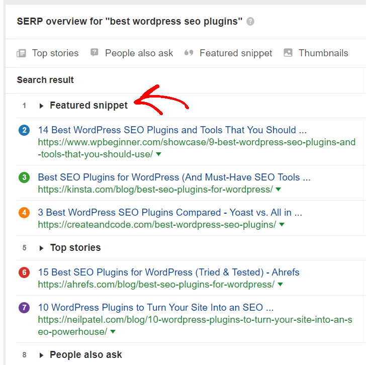 ahref-Featured-Snippet-Preview "width =" 620 "height =" 617 "srcset =" https://www.monsterinsights.com/wp-content/uploads/2019/11/ahref-featured-snippet-preview.png 730w, https://www.monsterinsights.com/wp-content/uploads/2019/11/ahref-featured-snippet-preview-150x150.png 150w, https://www.monsterinsights.com/wp-content/uploads /2019/11/ahref-featured-snippet-preview-300x298.png 300w, https://www.monsterinsights.com/wp-content/uploads/2019/11/ahref-featured-snippet-preview-100x100.png 100w "tailles =" (largeur maximale: 620px) 100vw, 620px "/></p></noscript><noscript><img   alt=