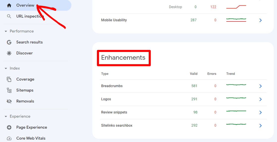 Aprimoramentos do Search Console