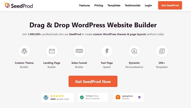 SeedProd best wordpress theme homepage