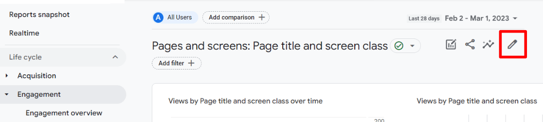 Edit Pages and Screens Report