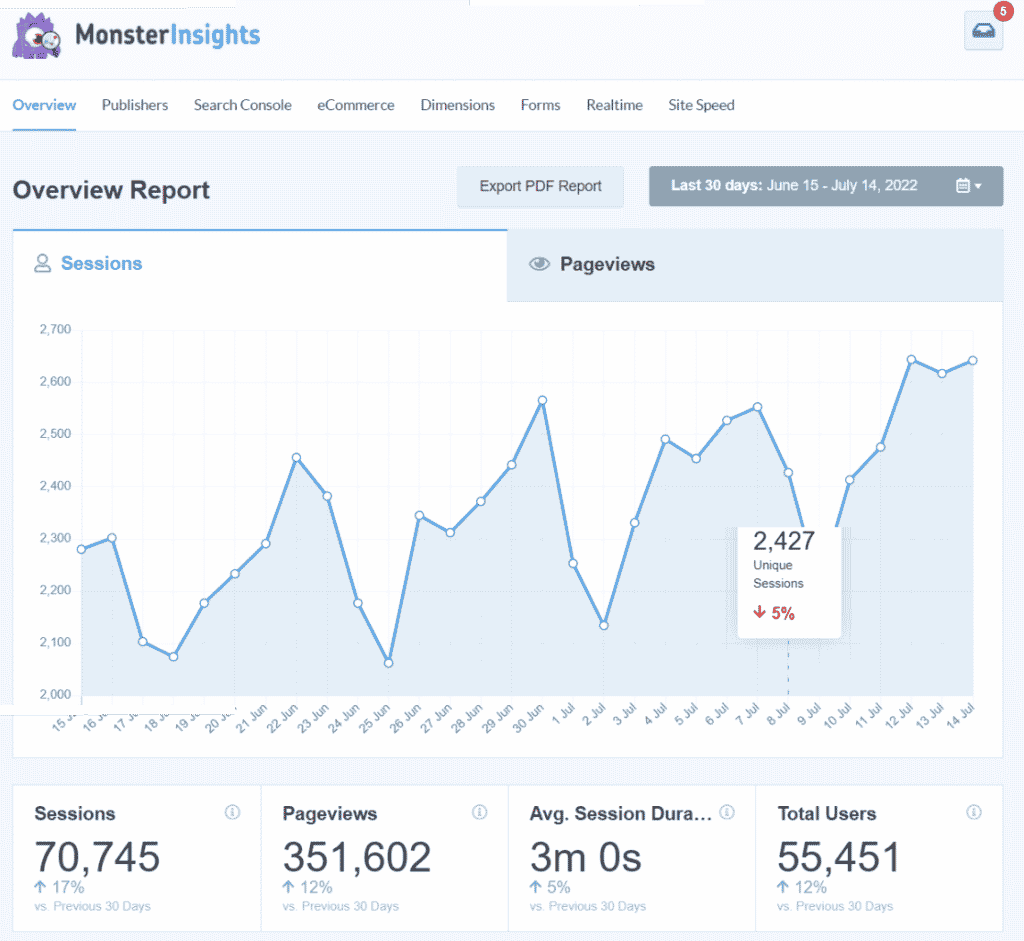 MonsterInsights Overview Report