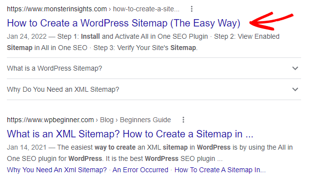 SEO title tag example