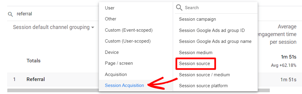 Filter by session source