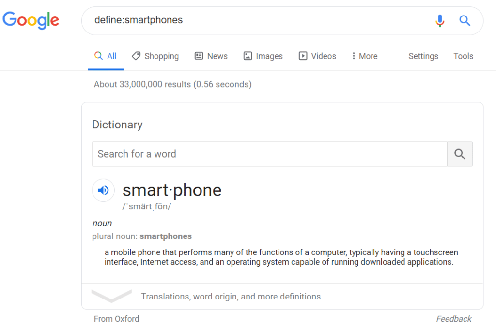 google-search-operators-define 