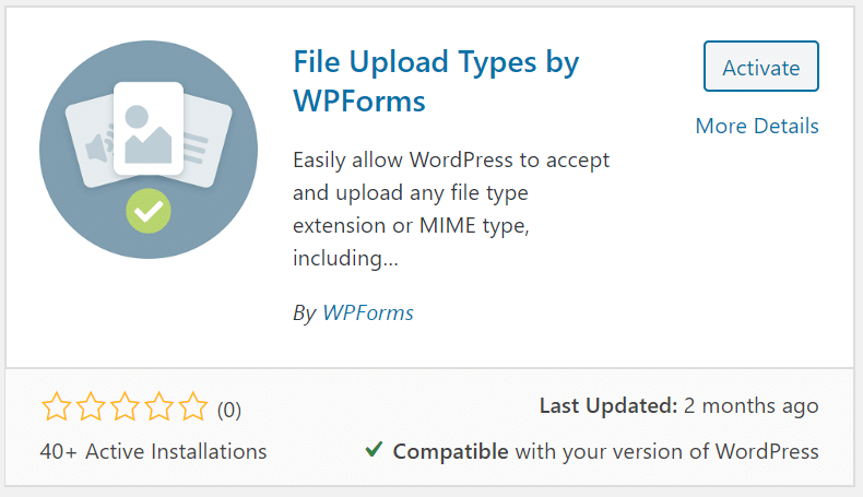 Types de téléchargement de fichiers par WPForms