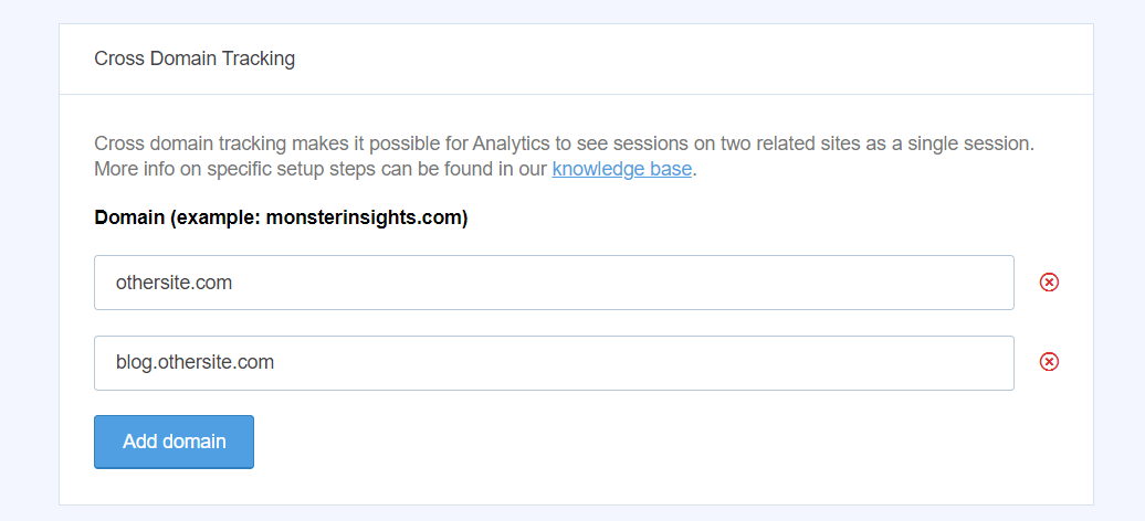 GA4 cross-domain tracking example