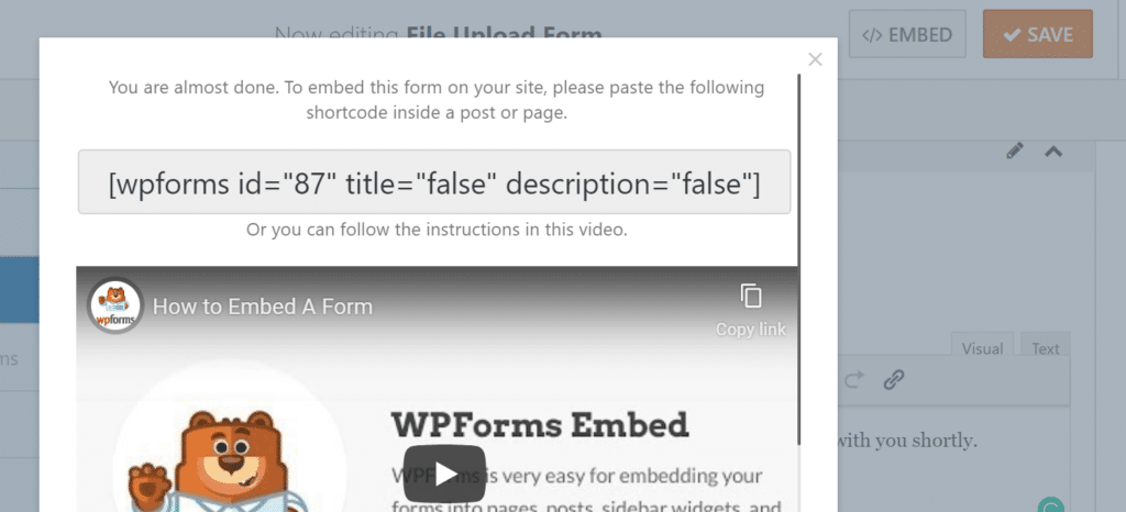 embed your file upload form