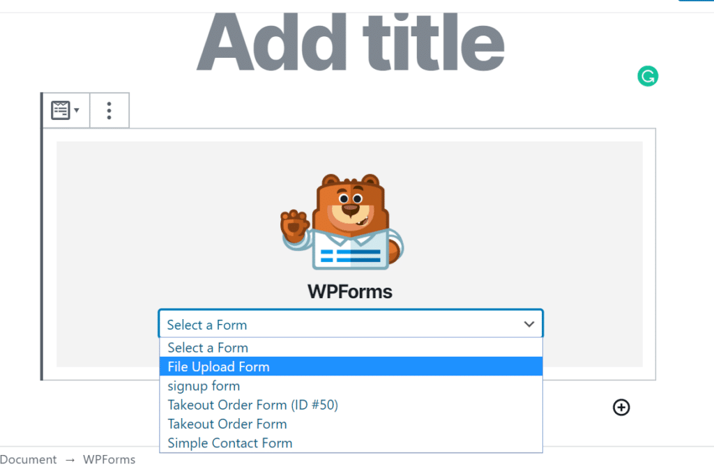 select form from drop down menu
