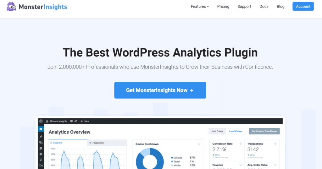 monsterinsights meilleur plugin google analytics pour wordpress