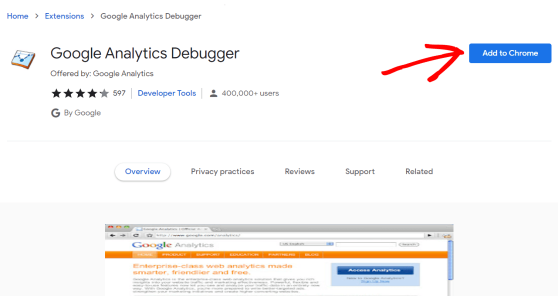 Débogueur Google Analytics dans Chrome