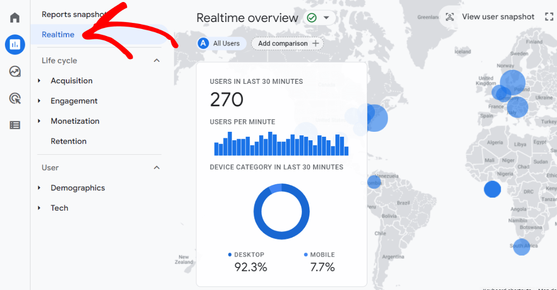 Realtime Reports in GA4