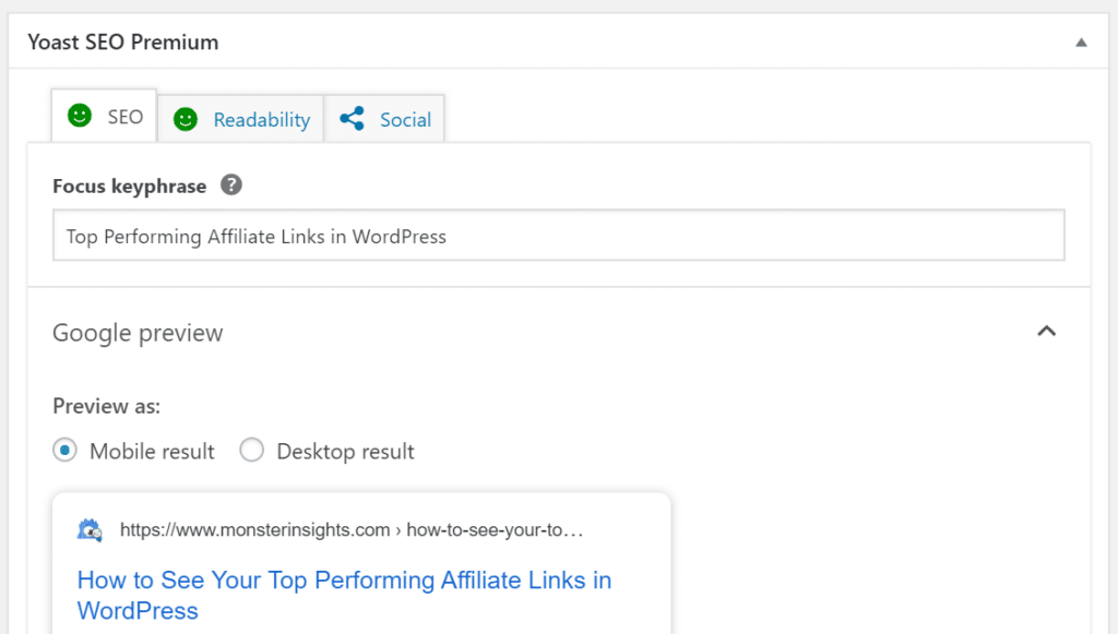 yoast focus keyphrase