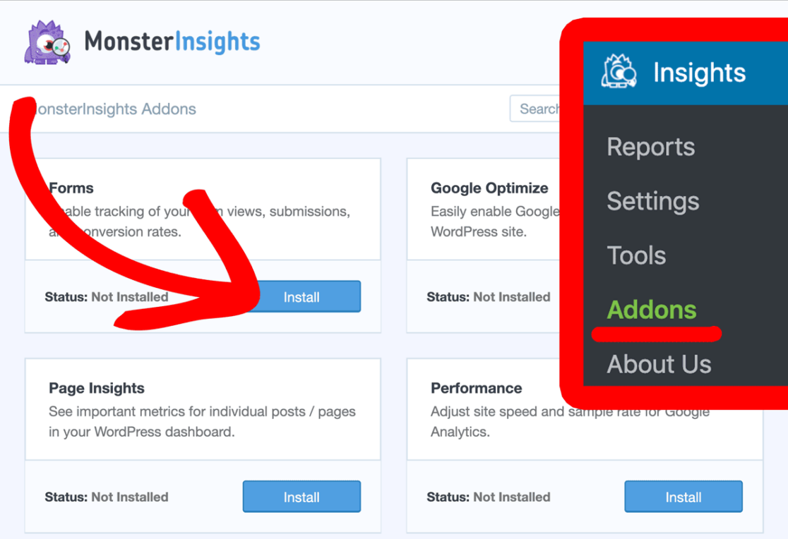 monsterinsights form addon