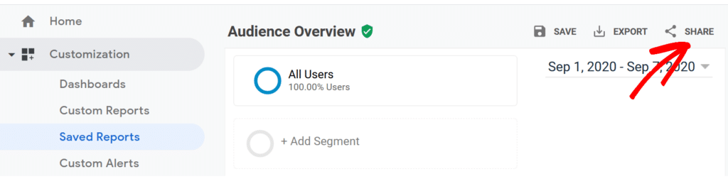 how to share saved reports google analytic