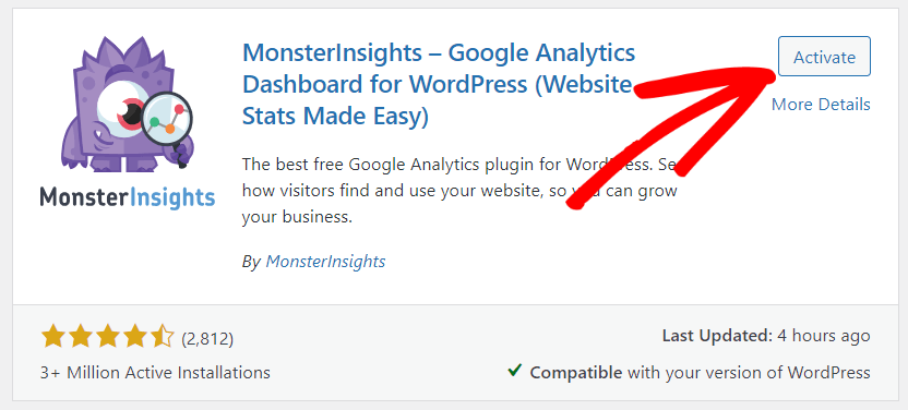 Activate MonsterInsights Lite