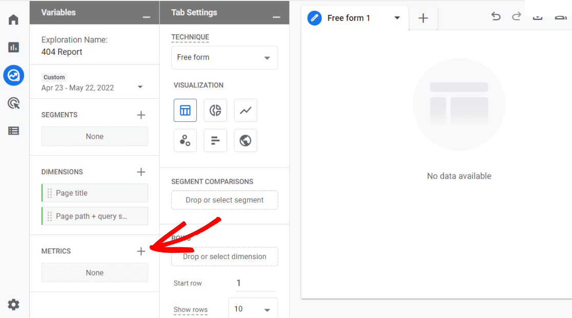 Add metrics to GA4 explore report