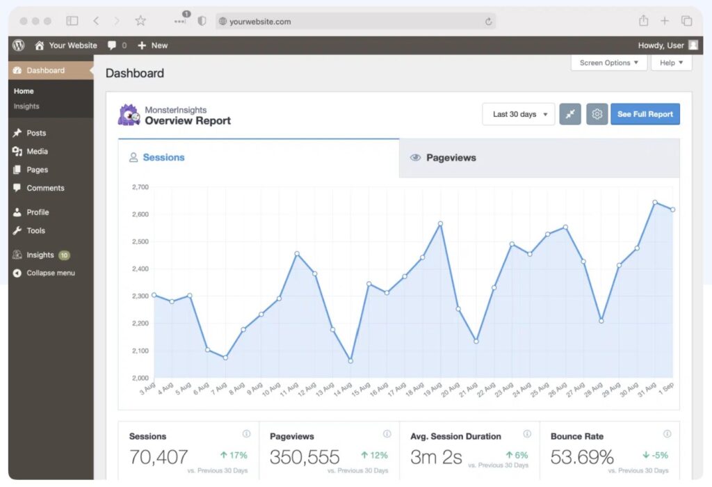 Plugin WordPress MonsterInsights Analytics pour le commerce électronique